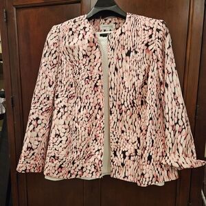 Le Suit Pink and Black Patterned Women's Blazer